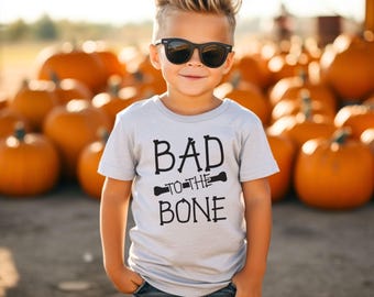 Maglietta di Halloween Bad To The Bone: Maglietta per ragazzi della stagione spettrale