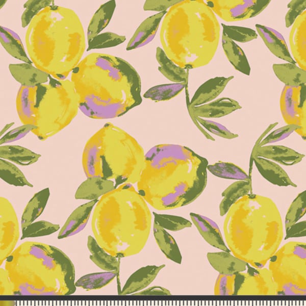 Pink Lemon Fabric | Art Gallery Fabrics Sage Collection | Lemon Print Cotton Fabric | Pink Lemon Print | Lemon Tree | Continuous Yardage