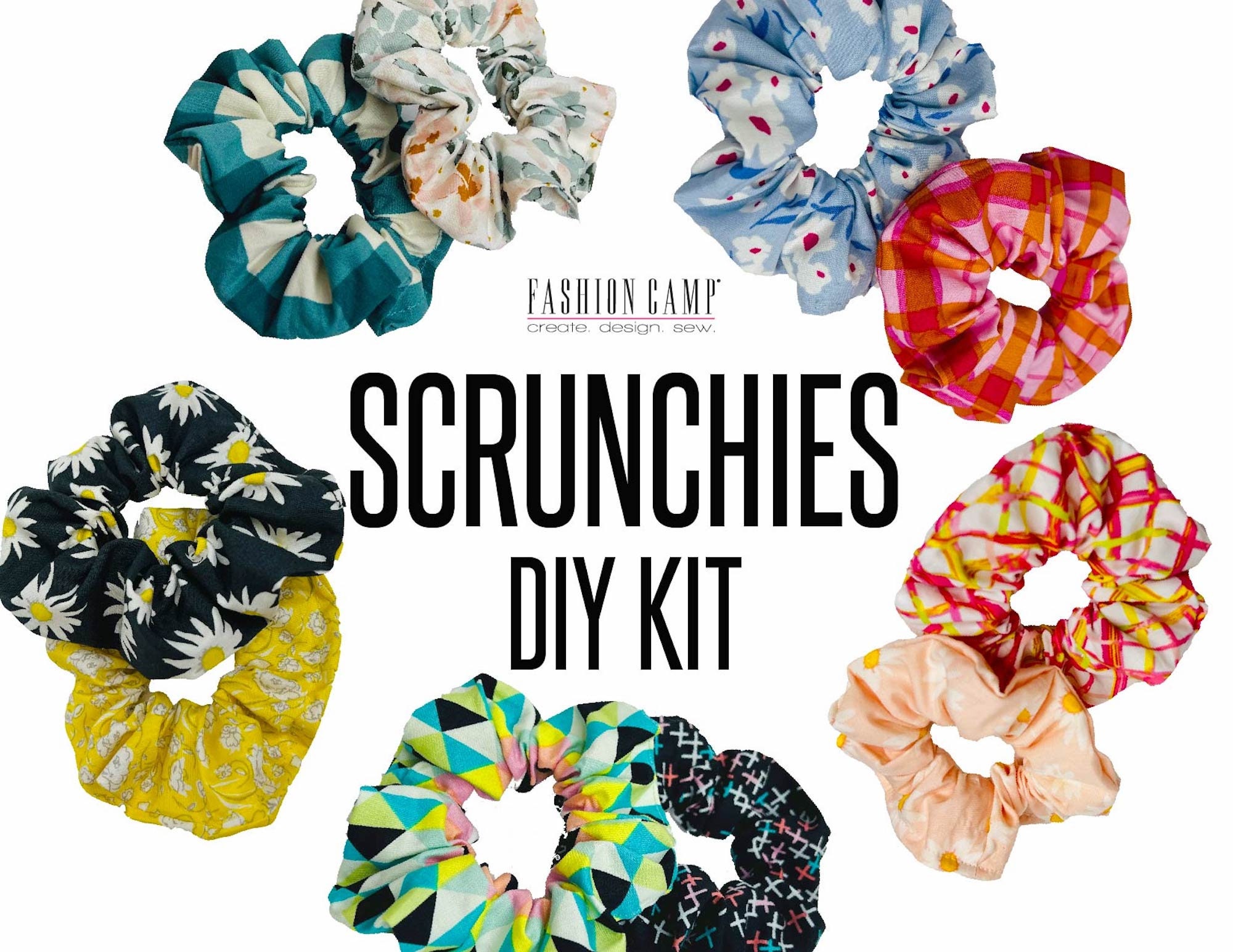 Scrunchie Beginner Sewing Kit - Blossom - Sewing Project Kit for Kids