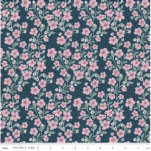 Trailing Bliss Emerald Fabric | Buds & Butterflies Collection | Riley Blake | Pink Flowers Print | Cotton Woven Fabric | Continuous Yardage