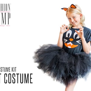DIY Cat Costume Kit | Kid Cat Costume | Halloween Tutu and Tee Costume | Halloween Craft Kit | Toddler Cat Costume | Girls Black Cat Costume