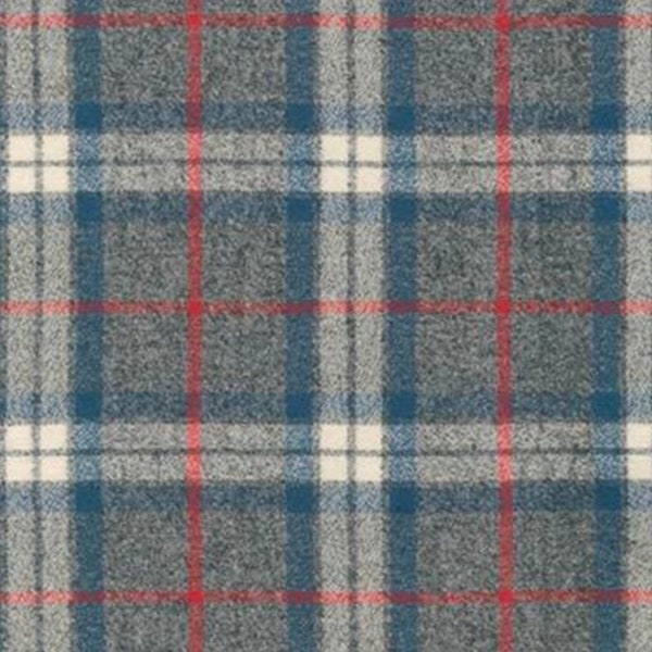 Smoke Gray Blue Ivory Plaid |  Mammoth Flannel |  Robert Kaufman |  Buffalo Check |  Cotton Flannel | Continuous Yardage | By The 1/2 Yard