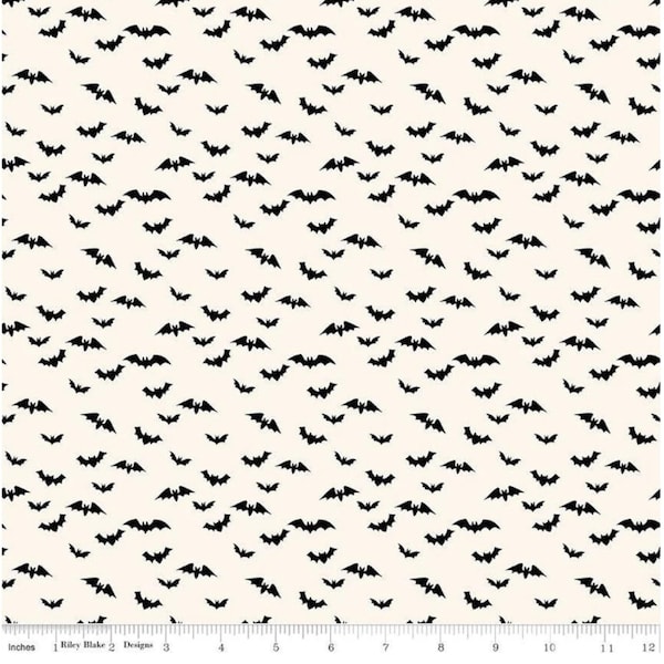 Cream Halloween Bats Fabric: Riley Blake Cotton Woven