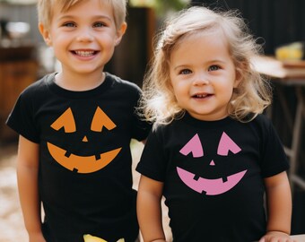 Camiseta juvenil de Halloween con cara de calabaza: camiseta espeluznante de Jack-o-Lantern