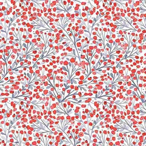 Christmas Berries Fabric | Dear Stella Holiday Berries Fabric | Scandinavian Christmas Fabric | Red Holly Berry Christmas Fabric | 1/2 yard