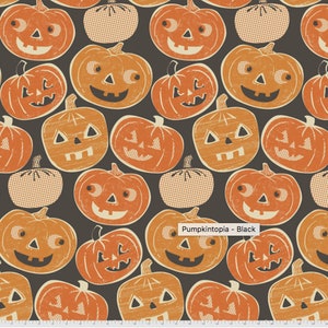 Pumpkins Fabric | FreeSpirit Spooktacular Pumpkintopia Fabric | Halloween Pumpkins Fabric | Pumpkin Halloween Fabric | Continuous Yardage