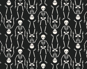 Dancing Skeletons Fabric: Dear Stella Harvest Moon Cotton