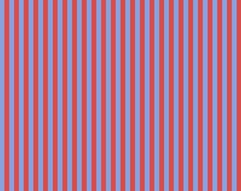 Red Bold Striped Fabric | Tula Pink Tent Stripe Fabric | Bright Red Blue Striped Quilting Fabric | Circus Stripe | Cotton Woven