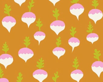 Turnip Radish Fabric | Ruby Star Society Petunia Honey Pink Fabric | Novelty Turnips Radish | Garden Kitchen Vegetable Fabric | 1/2 Yard