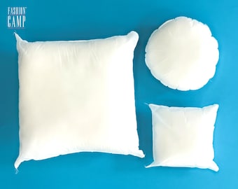 Pillow Form Inserts | 10&quot; Square Pillow Insert | 12&quot; Round Pillow Insert | 18&quot; Square Pillow Form | Throw Pillow Cushion Inserts Made in USA