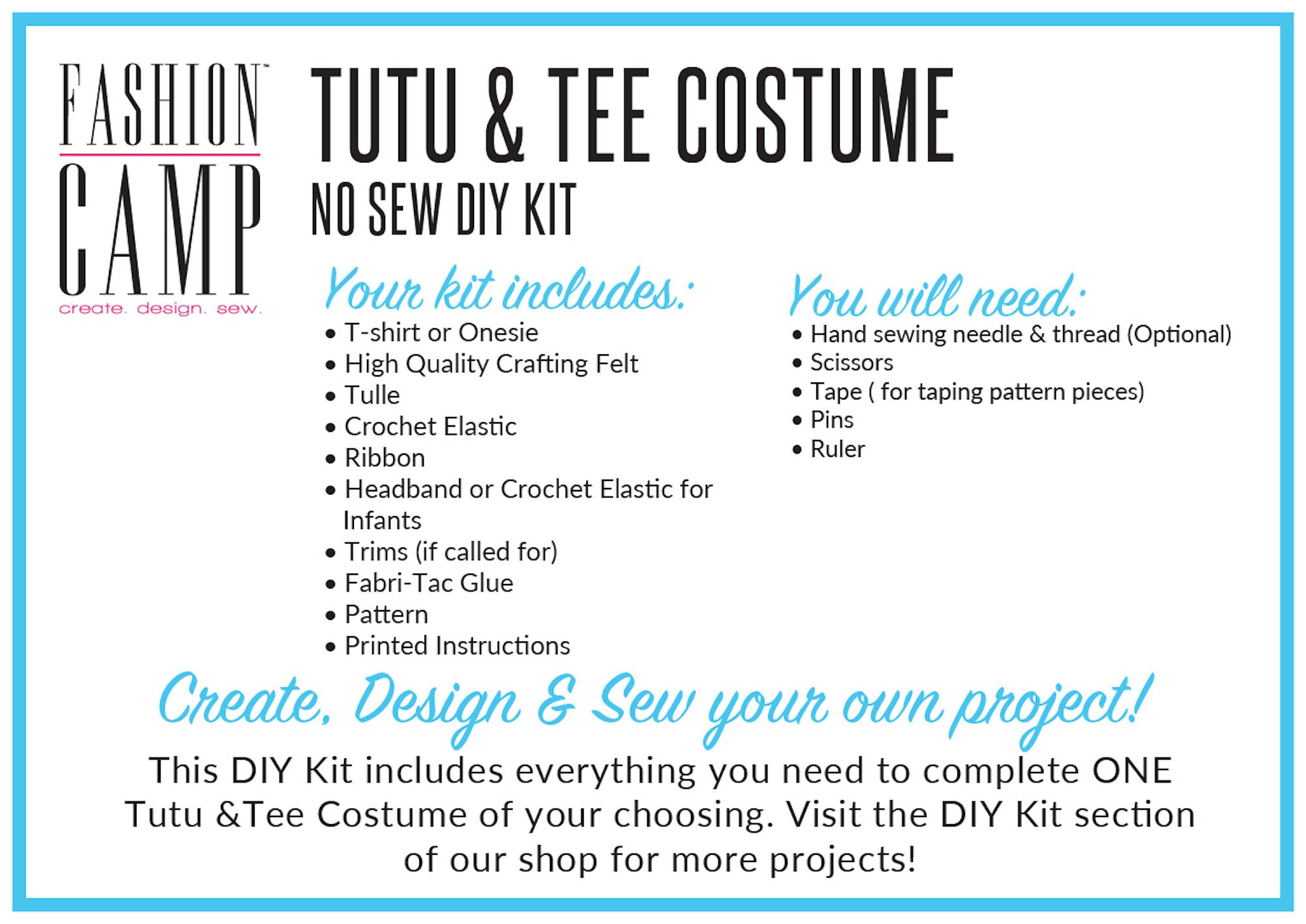 DIY Tutu and Tee Costume Kit  Bumble Bee Costume – Fashion Camp