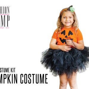 DIY Pumpkin Costume Kit | Toddler Pumpkin Costume | Halloween Pumpkin Costume | Halloween Tutu and Tee Costume Kit | Kid Baby Pumpkin Outfit