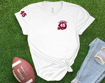 Custom Football Helmet Shirt: Personalized Player Number, Football Mom Gear