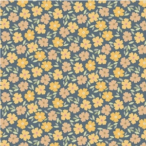 Posies Floral Fabric | Dear Stella Fabric The Bee&#39;s Knees | Ocean Navy Pansy Floral | Cotton Woven Fabric | Continuous Yardage