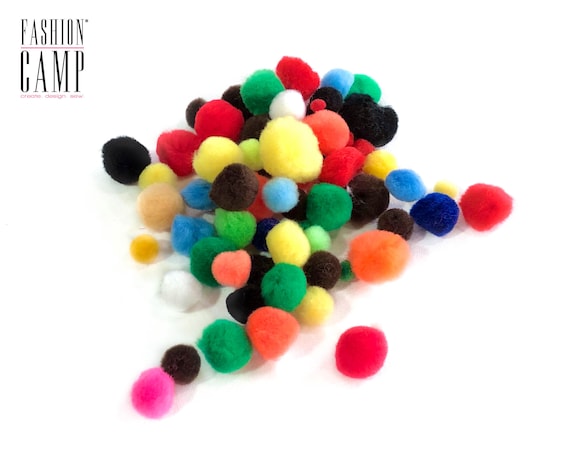 Pom Pom Assorted Group 100 Pieces Acrylic Pom Poms Rainbow Pompoms Craft  Pom Poms in Assorted Sizes & Colors Bulk Pom Poms 