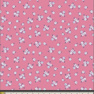Dancing Ditsy Fabric | Art Gallery Fabric Flowerette | Pink Ditsy Floral | Navy Pink Floral | Cotton Woven | Continuous Yardage