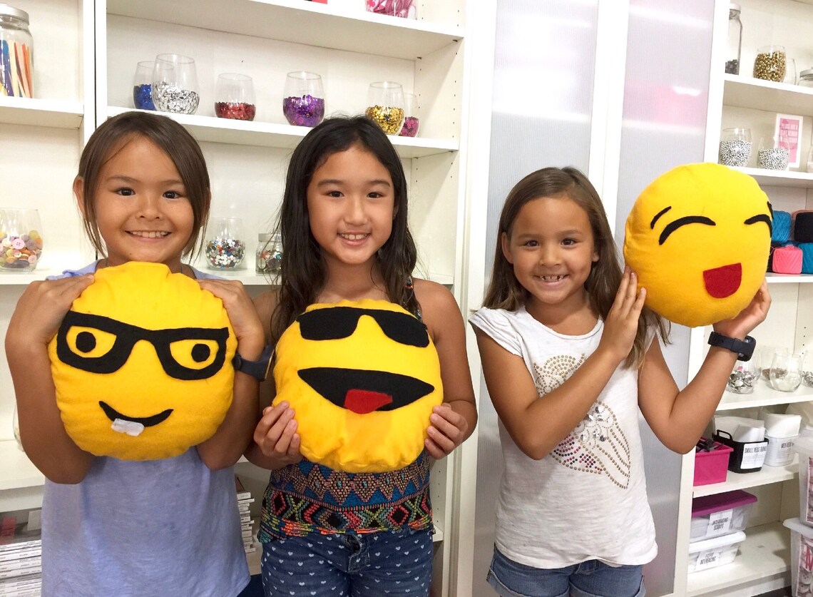 DIY Emoji Pillow Sewing Kit Kids Sewing Craft Project Etsy