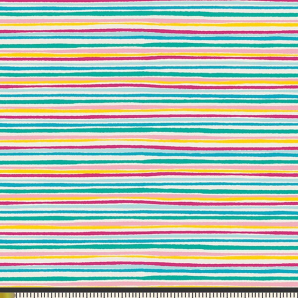 Pink Green Blue Stripe Fabric  |  Art Gallery  |  Sunlit Stripes  |   Hello Sunshine  |  Summer Stripe  |  Cotton Woven Fabric  |  1/2 Yard