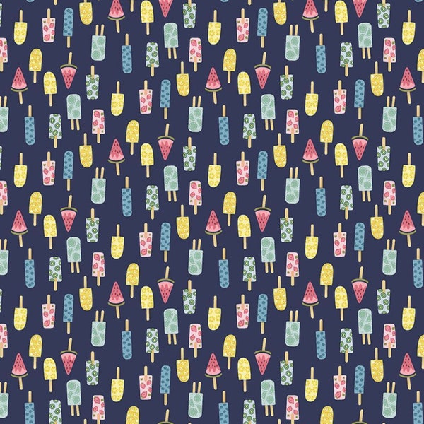 Popsicle Fabric | Dear Stella Fabrics | Shark Side | Popsicle Summer Multi | Cotton Woven Fabric | Continuous Yardage | By The 1/2 Yard