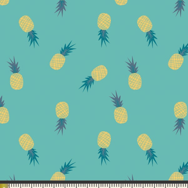 Aqua Pineapple Fabric | Ananas Aqua from Art Gallery Fabrics Sirena Collection | Jessica Swift | Pineapples | Cotton Woven Fabric