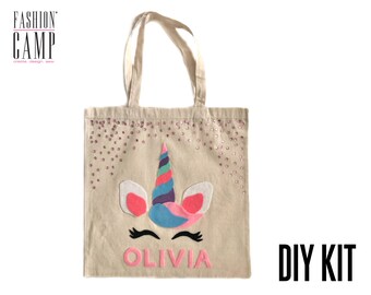 DIY Personalized Unicorn Canvas Tote Bag Kit for Kids