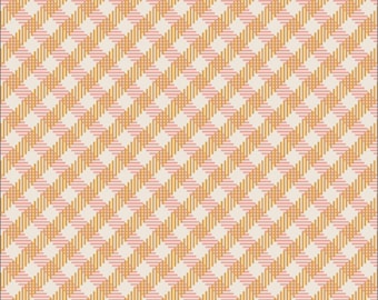 Pink Orange Plaid Interwoven Sunlight Fabric | Art Gallery Cotton Woven Midsummer