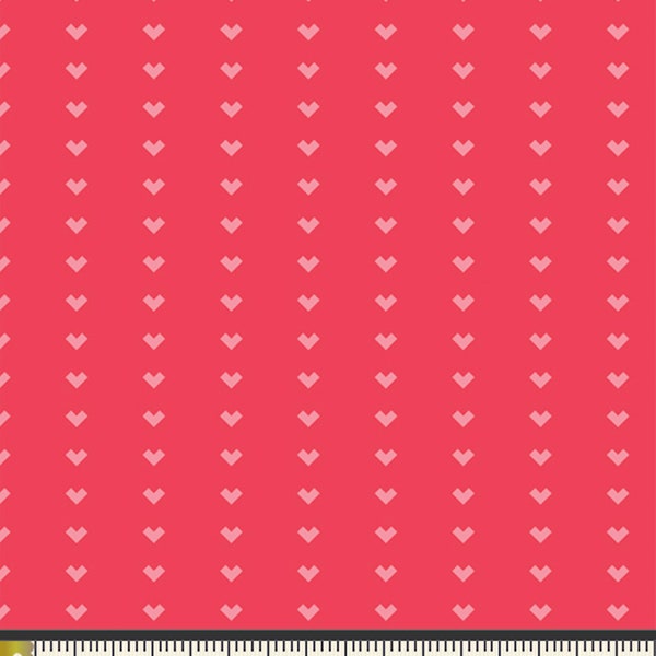 Love Lane Fabric | Art Gallery Fabric | Love Struck | Pink Hearts on Red Fabric | Valentine Print | Continuous Yardage | By the 1/2 Yard