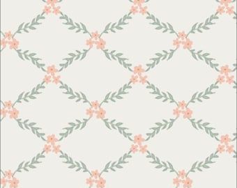 Peach Floral Flower Weave Cotton Fabric | Art Gallery Fabrics Geobloom Collection
