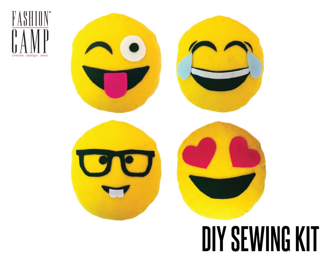 DIY Emoji Pillow Sewing Kit Kids Sewing Craft Project Etsy