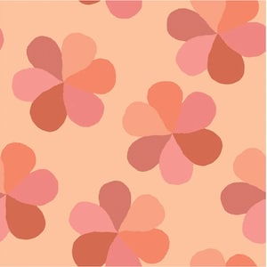 Mod Floral Salmon Fabric | Paintbrush Studio | Flower Market Collection | Peach Orange Flowers | Cotton Woven | Continuous Yardage