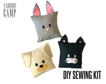 DIY Mini Pet Pillow Sewing Kit for Kids | Bunny, Cat, Puppy Pillows | Easy DIY Gift | Kids Sewing Kits | Kid Craft Kits | Animal Pillow Kit