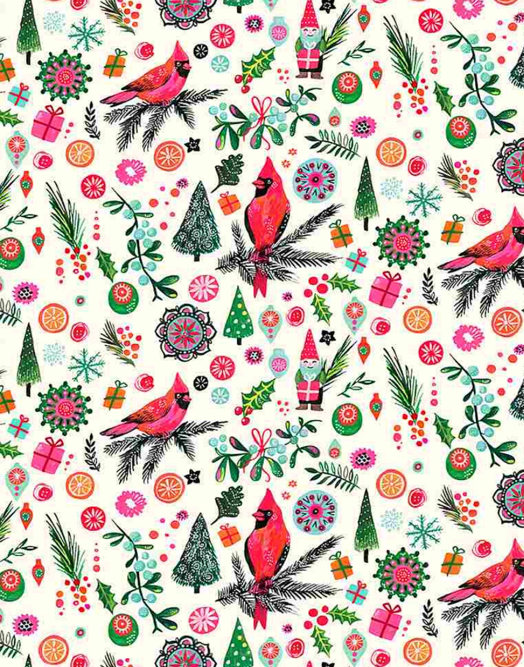 Scandinavian Christmas Cardinal Fabric Dear Stella Deck the Halls ...