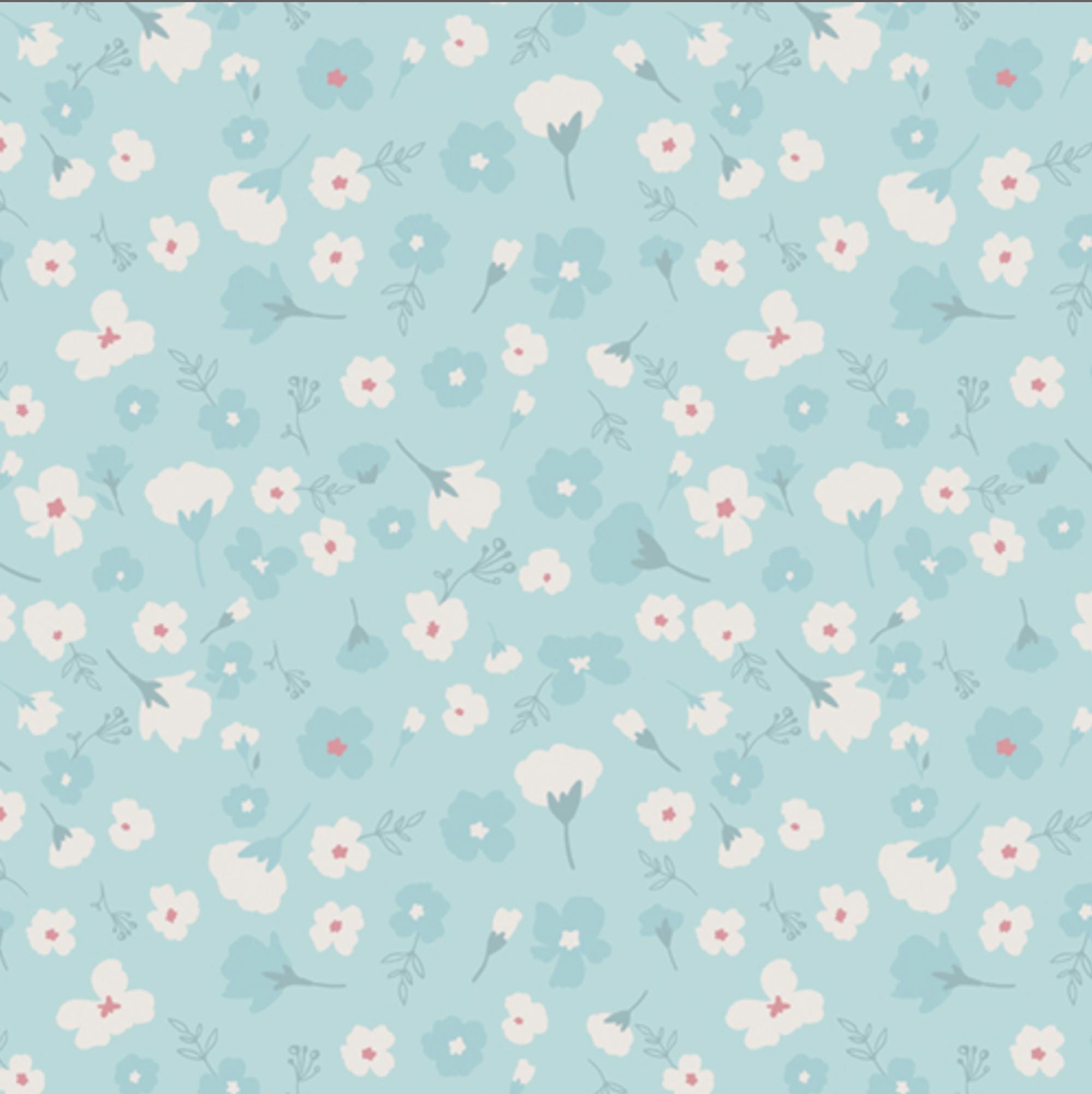 Aqua Carnation Floral | Gentle Petals | Art Gallery Fabric | Daydream | Aqua Blue Green Floral |  Cotton Woven Fabric | Continuous Yardage