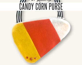 Candy Corn Purse Halloween Sewing Pattern - Digital Download Zipper Purse