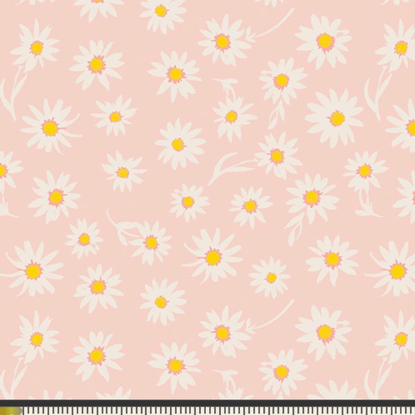 Boho Daisy Pink Fabric | Art Gallery Fabrics Flower Glory Morning | Daisies Fabric | Boho Floral | Daisy Quilting Cotton Fabric | 1/2 yard