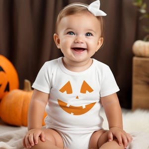 Pumpkin Face Halloween Baby Onesie® | Halloween Shirt | Jack-o-Lantern Shirt | Kids Pumpkin Halloween Shirt | Boo Basket | Spooky Shirt