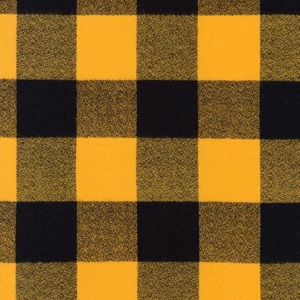 Yellow Buffalo Plaid Mammoth Flannel Fabric - Robert Kaufman Mammoth Flannel - Yellow Black Check Flannel - Cotton Flannel Fabric