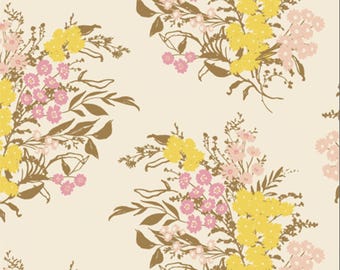 Floral Quilting Cotton Fabric: Yellow Pink Meadow - Art Gallery Fabrics | By the 1/2 yard