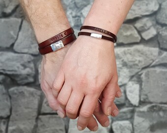 Partner bracelet leather personalized Art. 181 | Bracelet for couples | Anniversary gift | wedding anniversary | Christmas | Bracelet with name