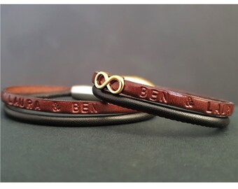 Partner bracelet SET personalized leather Art. 240 | Leather bracelet for men and women | partner bracelet | pair of bracelets