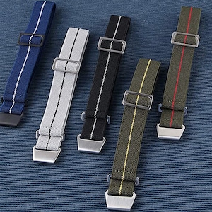Bracelets de montre en nylon élastique 18 mm 20 mm 22 mm Noir vert gris Bracelets de montre multicolores Bracelets de montre pour hommes Bracelet de montre militaire image 1
