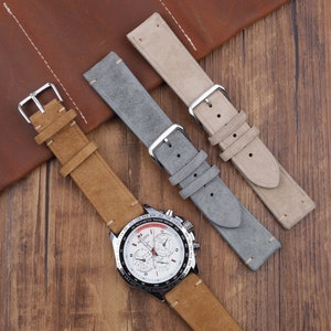 Suede Watch Strap 18mm 20mm 22mm 24mm Leather Watch Band Gray Tan Beige Leather Watch Strap Replacement Watchband Personalized Watchband