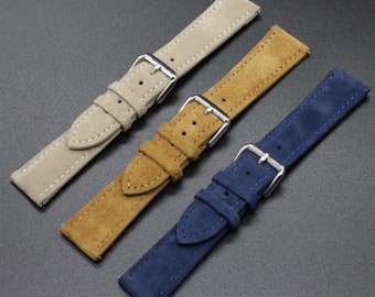 Suede Watch Strap 18mm 19mm 20mm 22mm 24mm Gray Green Black Tan Blue Beige Color Leather Watch Strap Women Mens Watch Band