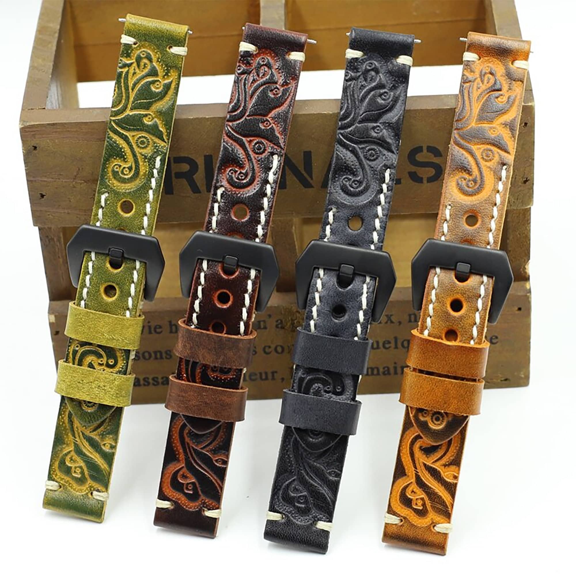 Handmade Leather Watch Band 18mm 20mm 22mm 24mm Watch Strap Etsy