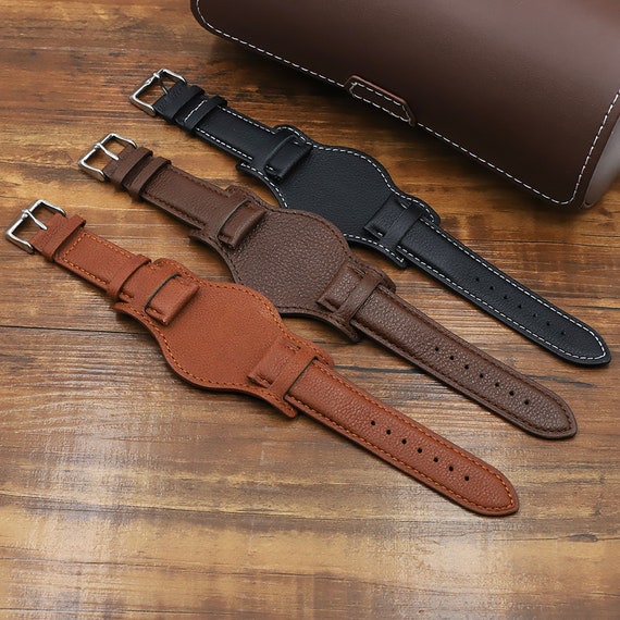 Genuine Leather Bund Strap 18mm 20mm 22mm Watch Strap Handmade