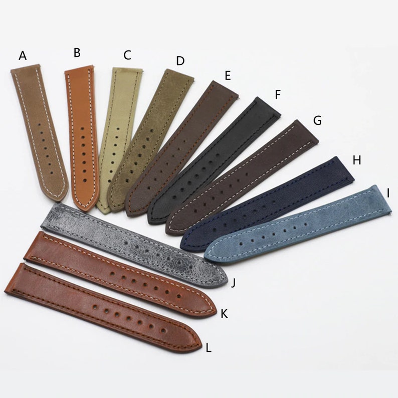 Leather Watch Strap 18mm 19mm 20mm 22mm 24mm Black Gray Blue Etsy UK