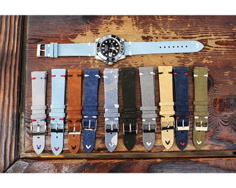 Suede Leather Watch Band 18mm 20mm 22mm 24mm Gray Black Blue Brown Green Camouflage Watch Strap Women Men Leather Watch bands Gift For Him