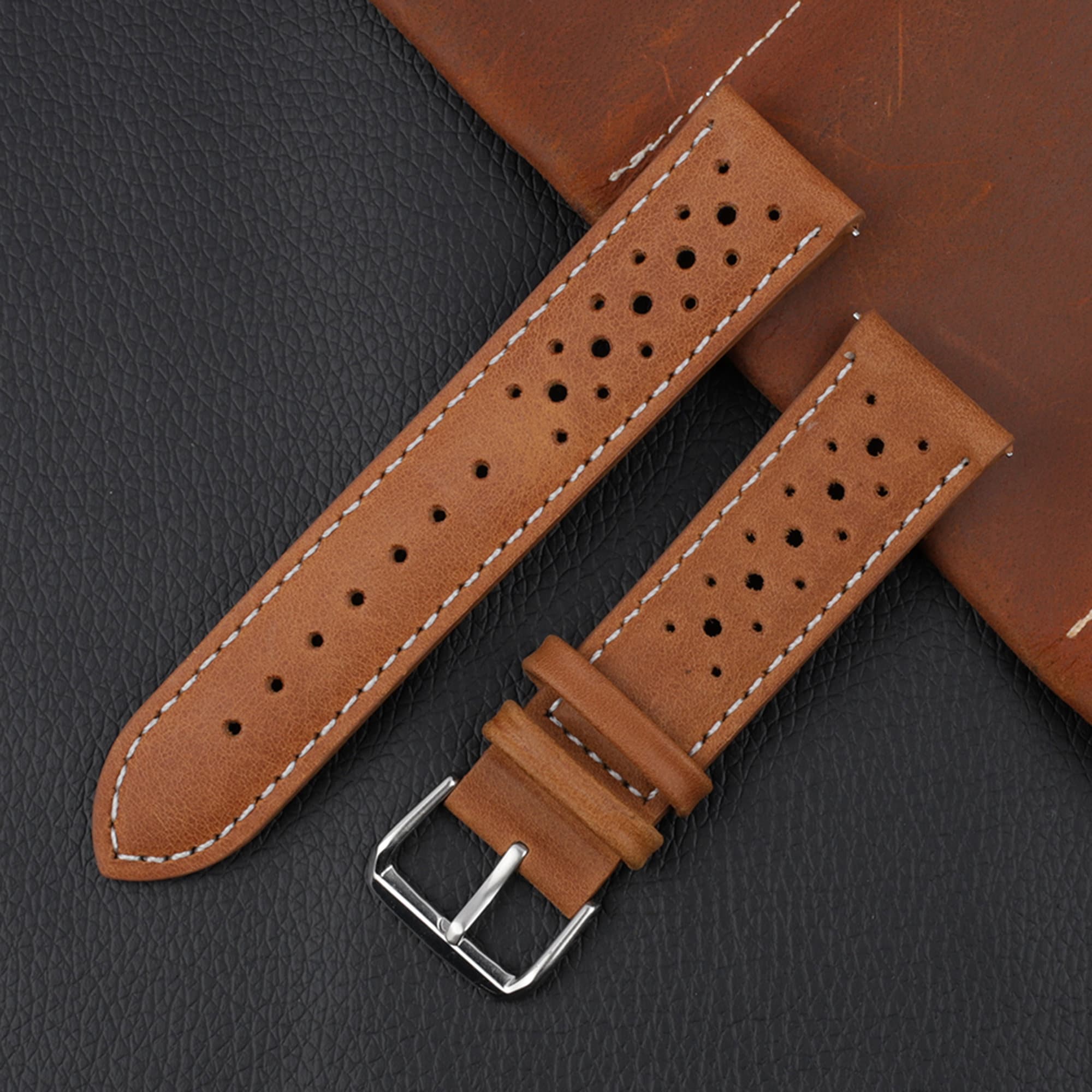 Genuine Leather Watch Strap 18mm 20mm 22mm 24mm Black Green | Etsy