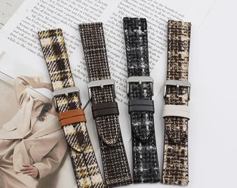 Lederen horlogeband 18mm 20mm 22mm Haar op lederen horlogeband Quick Release Vervanging Horlogeband Harige Patroon Horlogebandjes