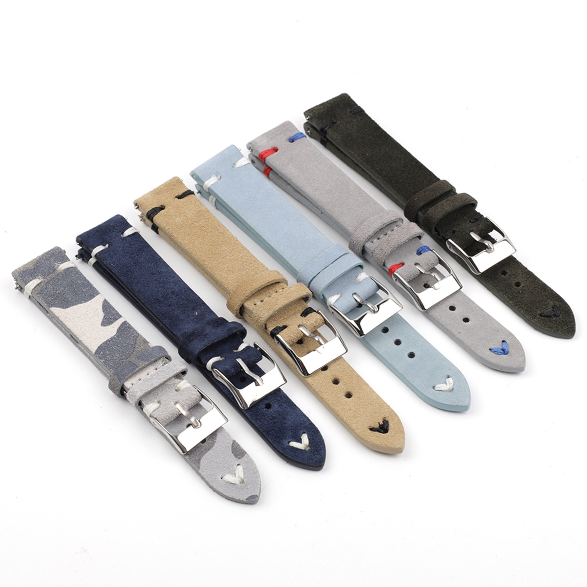 Suede Leather Watch Band 18mm 20mm 22mm 24mm Gray Black Blue Etsy UK